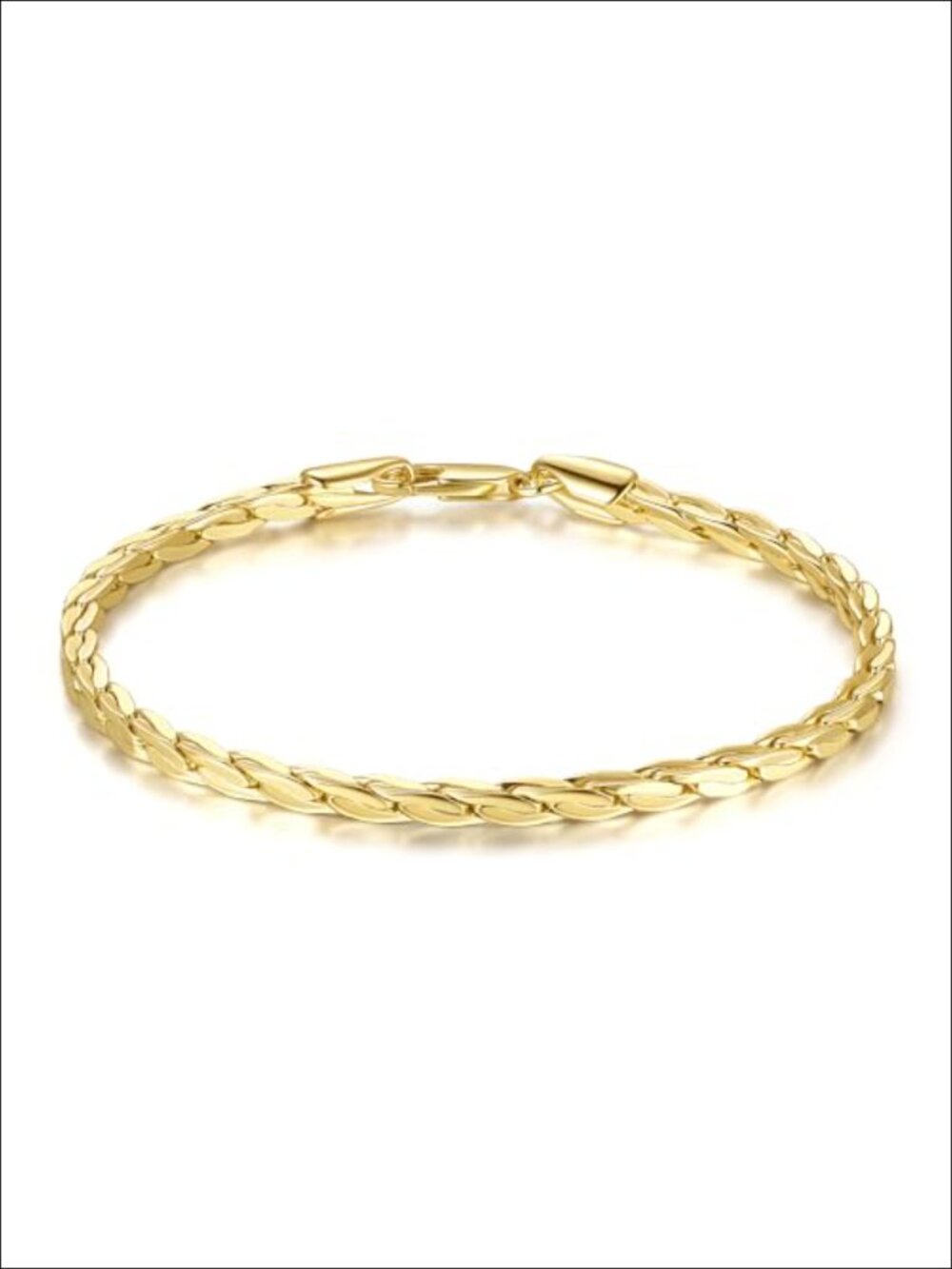 14k Gold Plated Double Braided Chain Bracelet Unisex Stackable